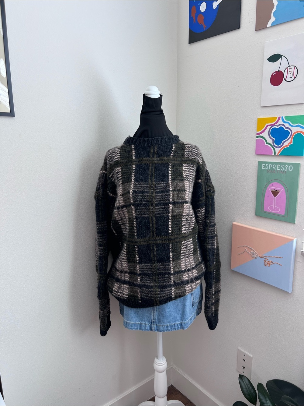 Vintage Y2K Wool Hand Knit Sweater – Dark Academia Grunge Chunky Knit Pullover